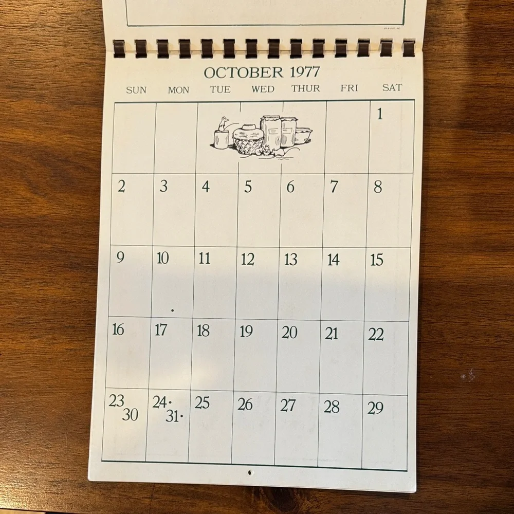Vintage Beatrix Potter 1977 Calendar